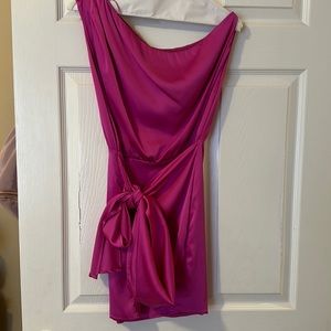 CHARISMA MINI DRESS - ORCHID size xs, satin fuchsia, mini dress